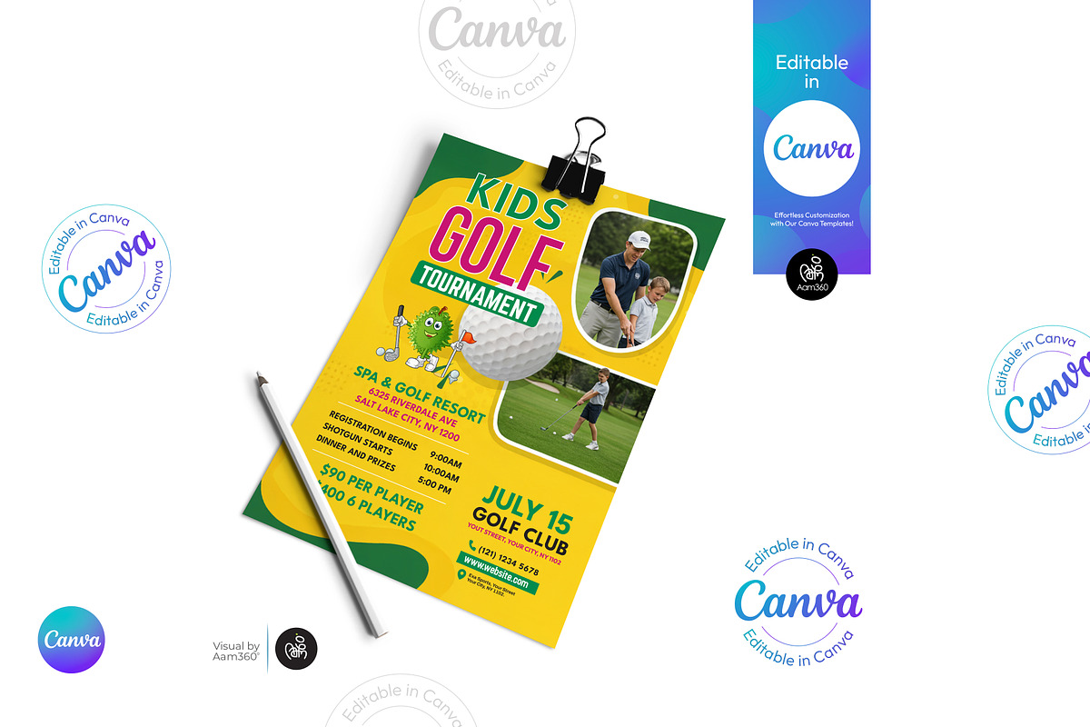 Golf Tournament Flyer Template, a Flyer Template by Aam360 (Photo 2 of 3)