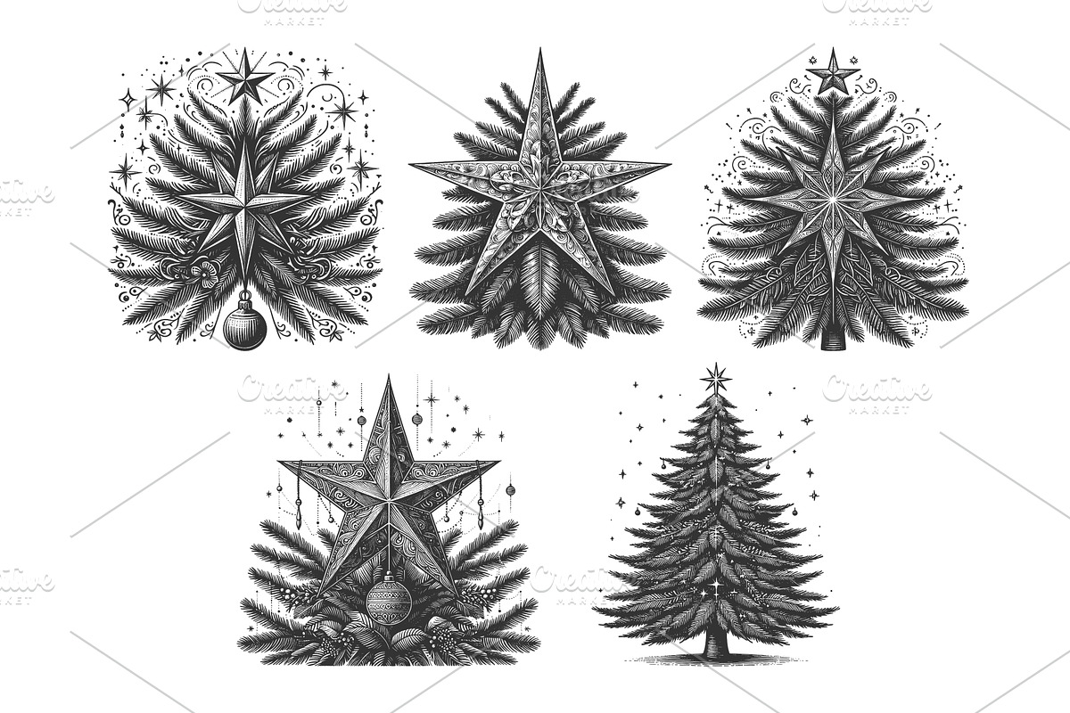 Christmas Trees with Gifts and, an Illustration by AlexArt