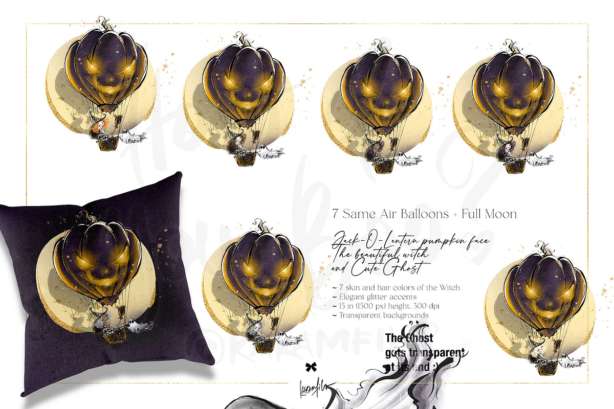Cute Halloween Witch Ghost Clipart, a Seasonal Illustration by KaramfilaS (Photo 6 of 9)