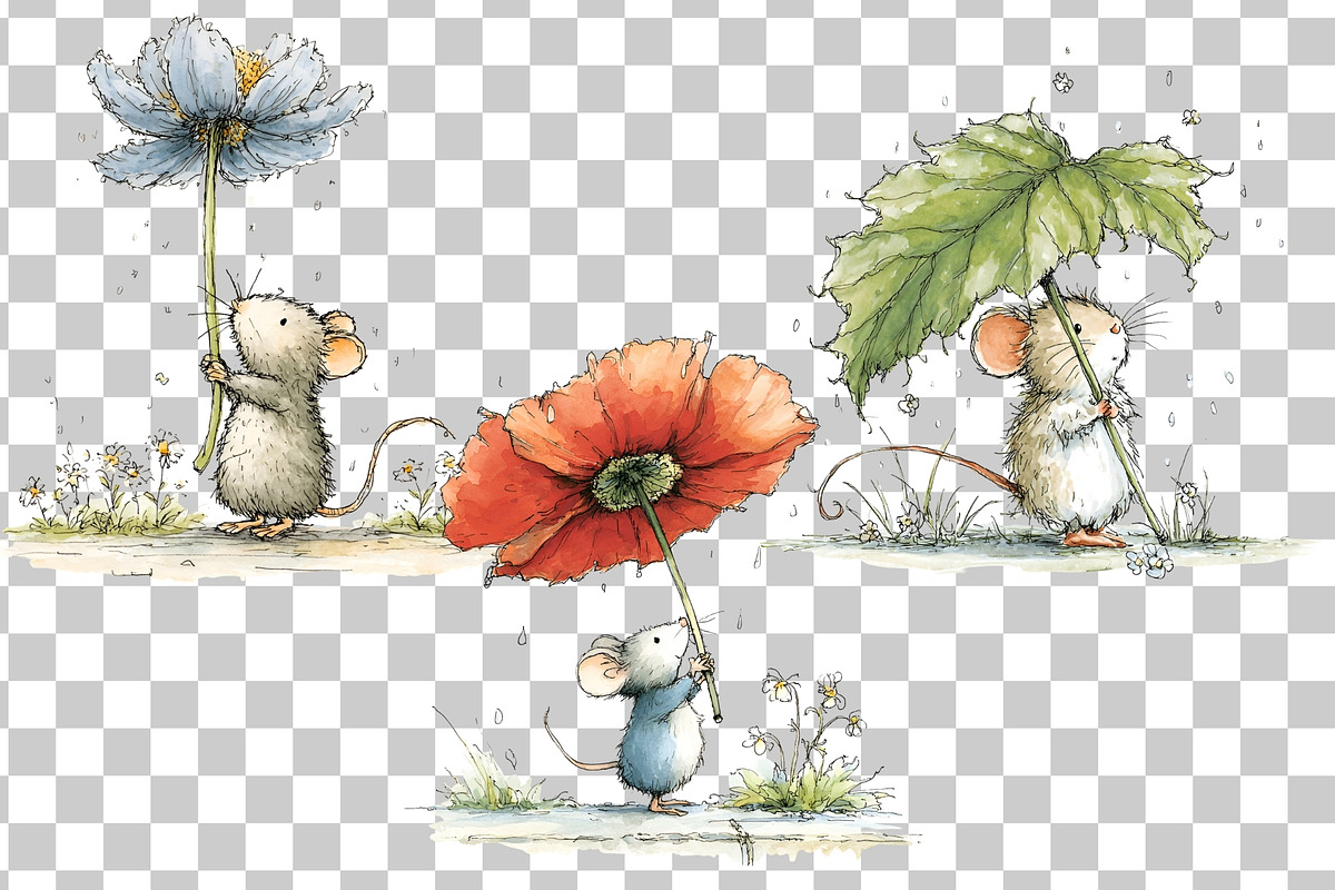 Tiny Mouse Watercolor Clipart PNG, an Animal Illustration by Nicolle's Colorful Art (Photo 5 of 5)