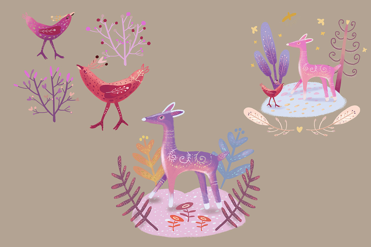 Enchanted Forest Clipart Set, an Illustration by FaliushViktoriaArtist (Photo 5 of 10)