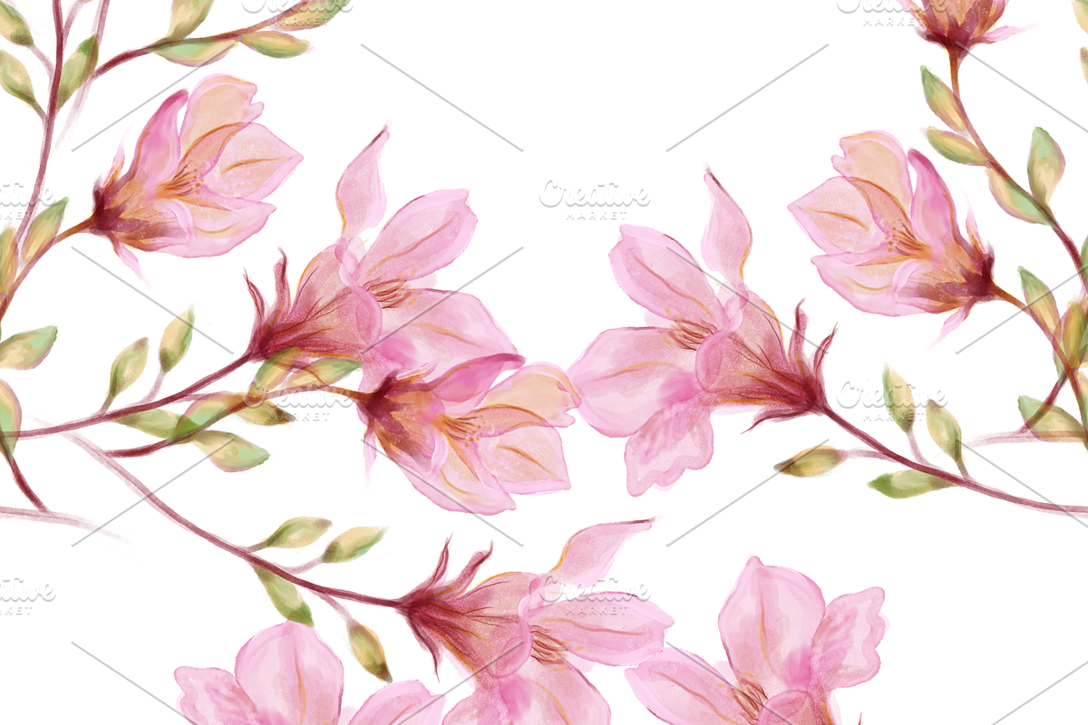 Elegance Pink Flowers | Digital Art, a Decorative Illustration by AMMi (Photo 3 of 3)