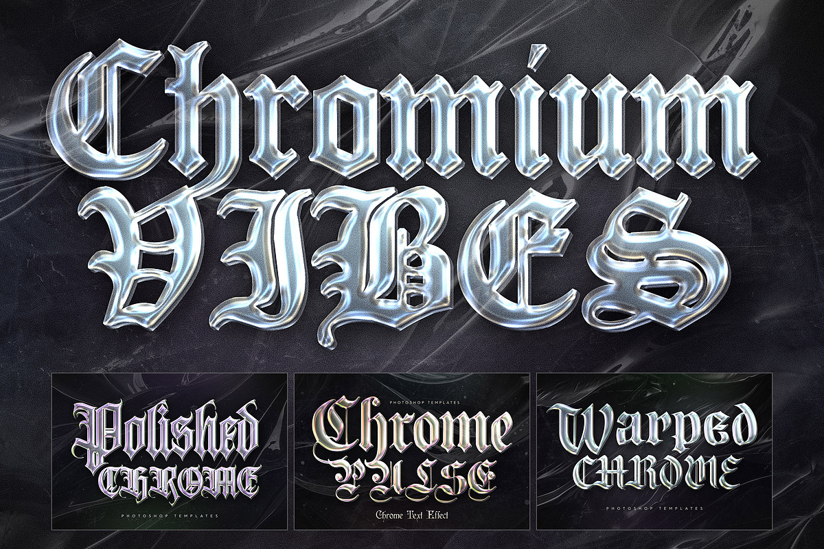Chromium Vibes Text Effects, a Layer Style Add-On by Andrew Skoch Design (Photo 1 of 7)
