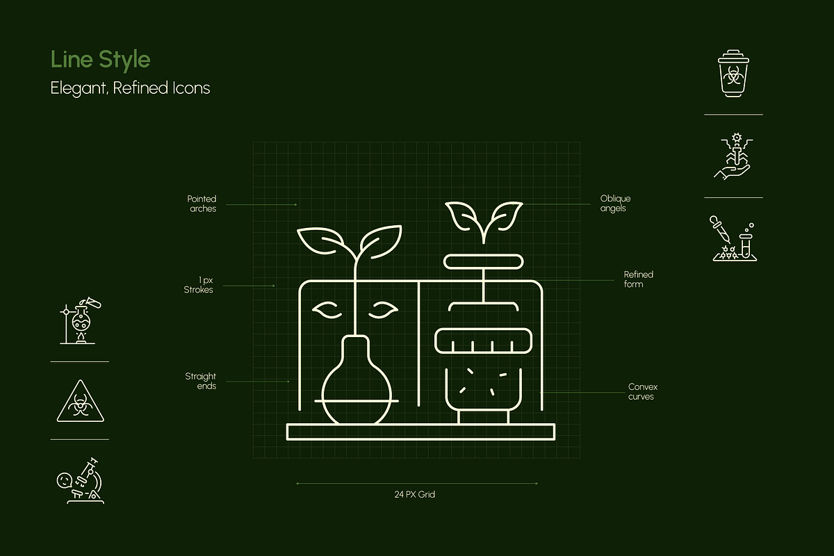 Bio Icons Art Set, an Outline Icon by Prosymbols (Photo 3 of 8)