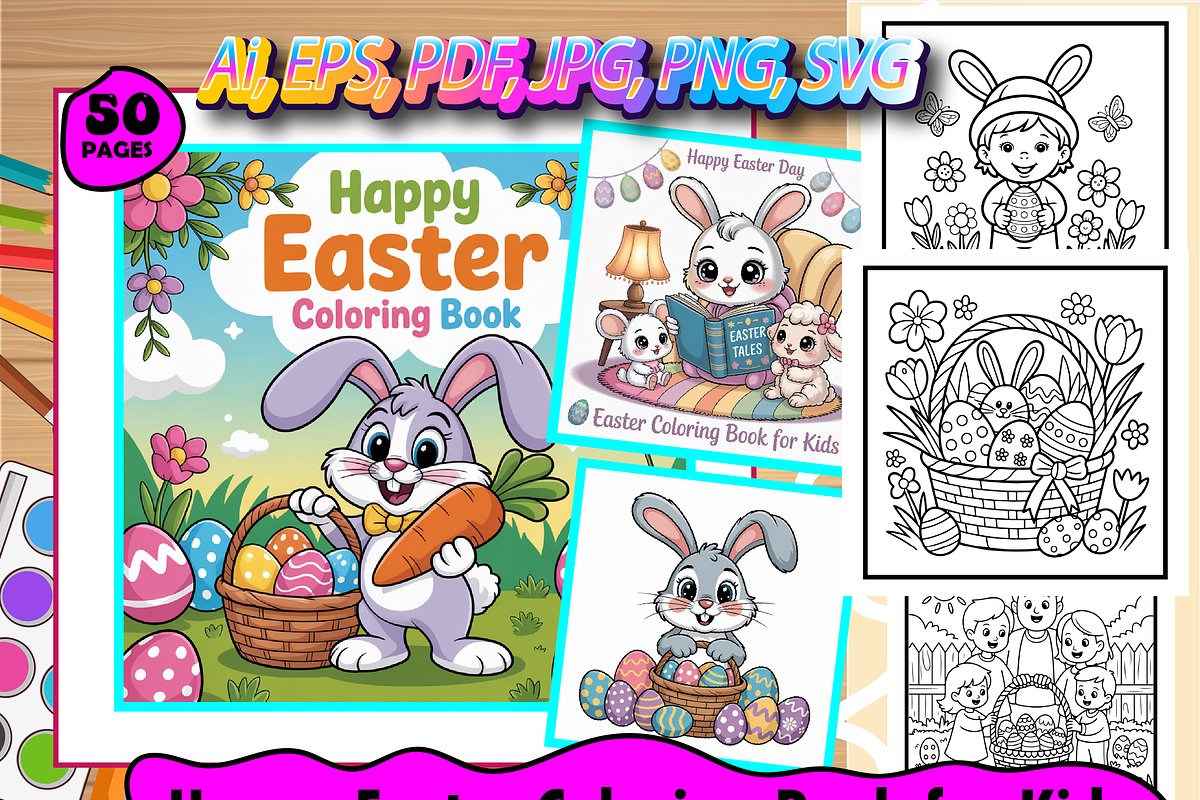 Happy Easter Coloring Book for Kids, an Animal Illustration by Design Home (Photo 1 of 5)