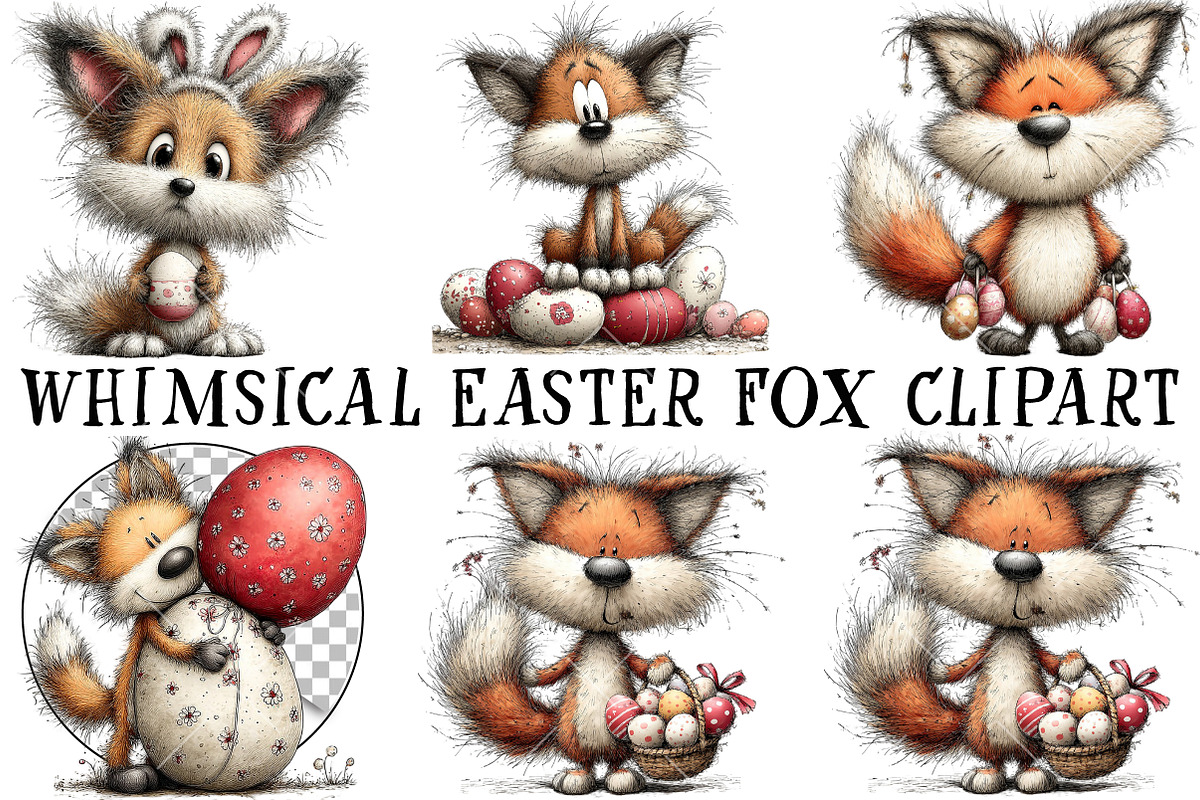 Whimsical Easter Fox Clipart, an Illustration by OK Design (Photo 2 of 6)