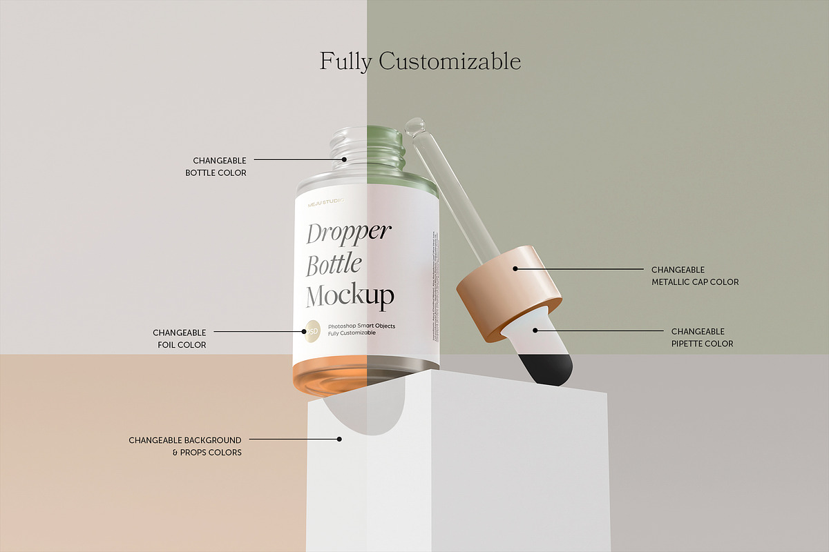 Frosted Glass Dropper Bottle Mockups, a Packaging Mockup by Wildfield Studio (Photo 6 of 13)