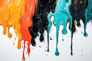 Abstract paint drips vibrant colors, a Photo by Pixeness Studio