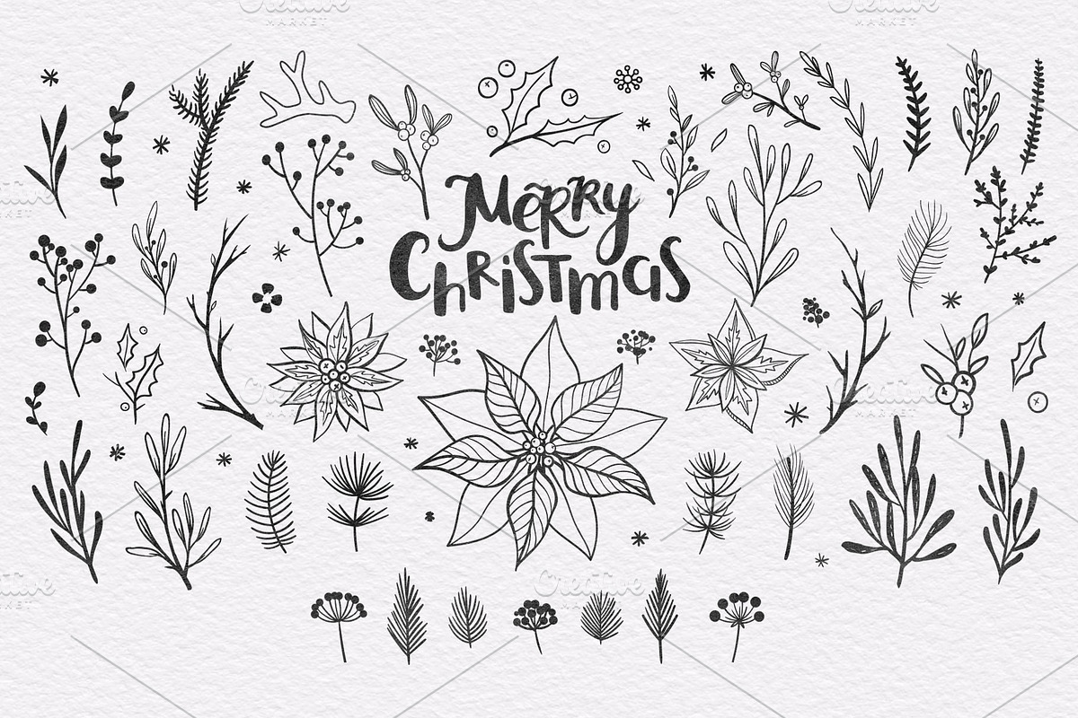 Christmas flowers and patterns, a Pattern Graphic by harmonia_green_art (Photo 2 of 10)