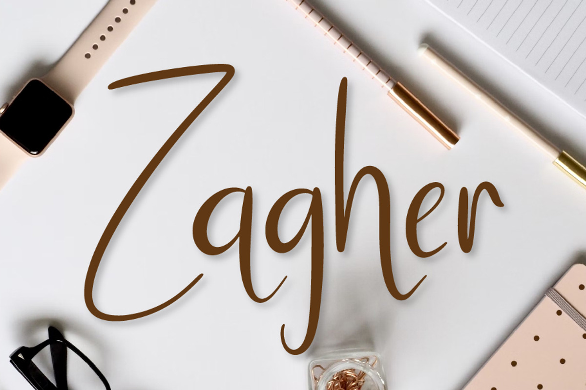 Zagher, a Script Font by khalwa.studio (Photo 1 of 5)
