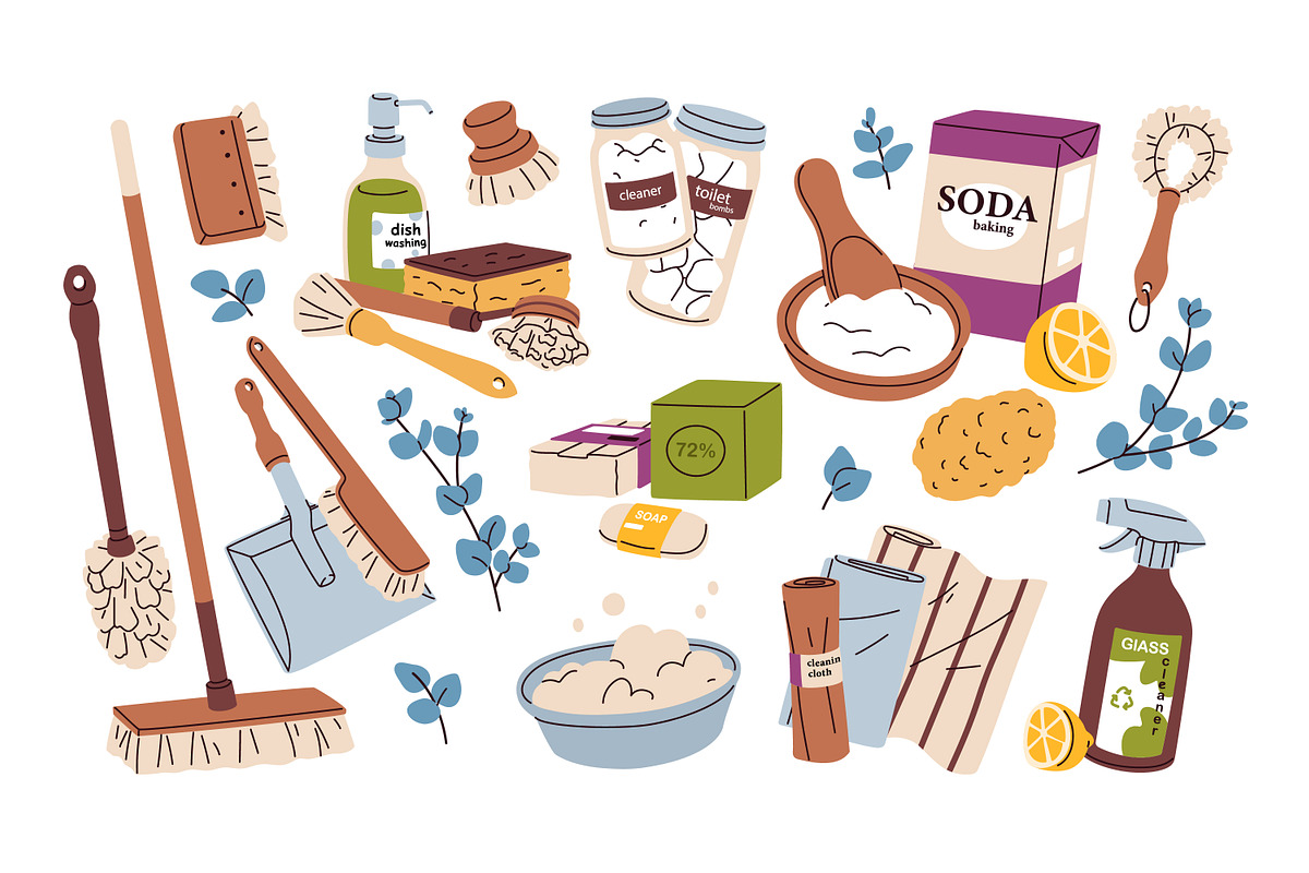 Eco-friendly cleaning products set, an Object Illustration by Good Studio (Photo 2 of 10)