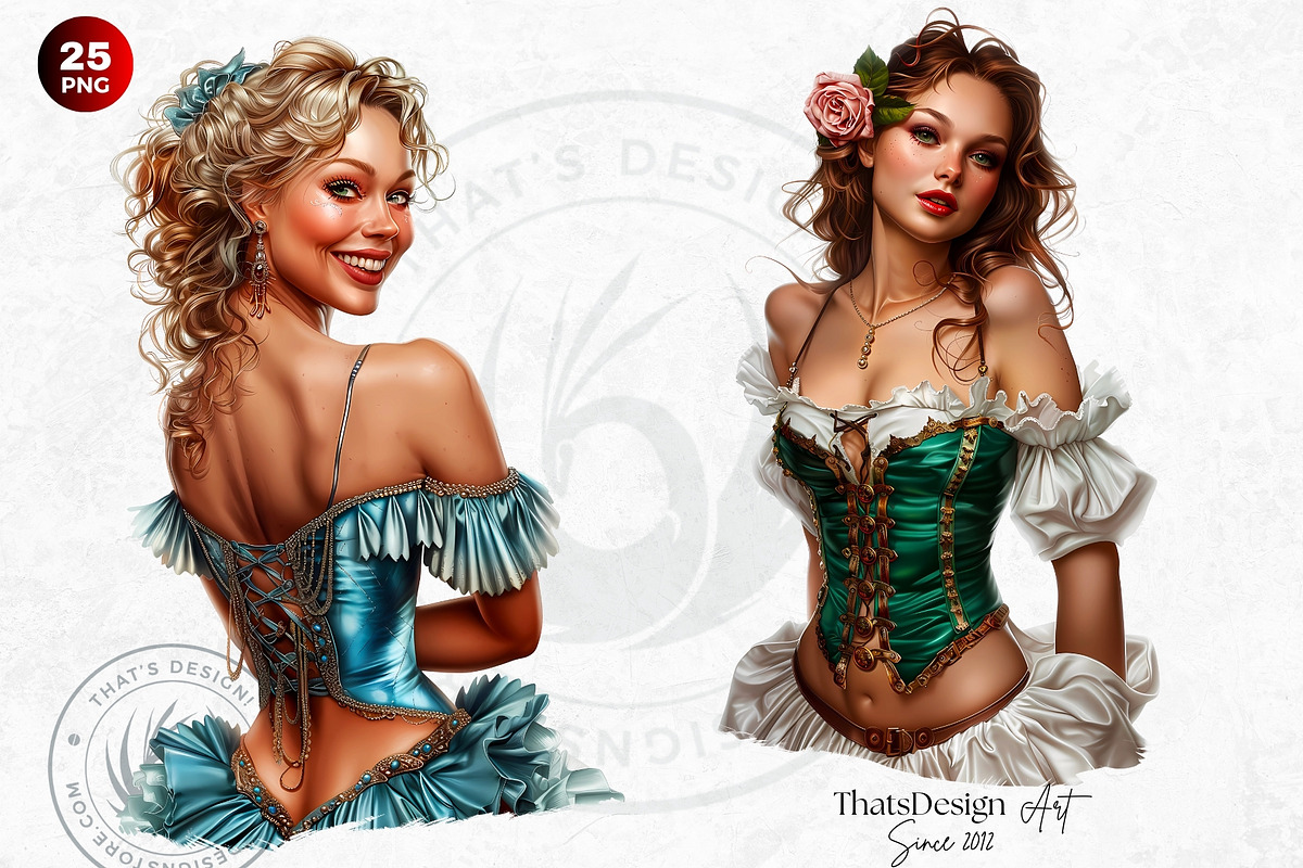 Burlesque Cabaret Woman clipart Set, a Person Illustration by ThatsDesignArt (Photo 6 of 10)