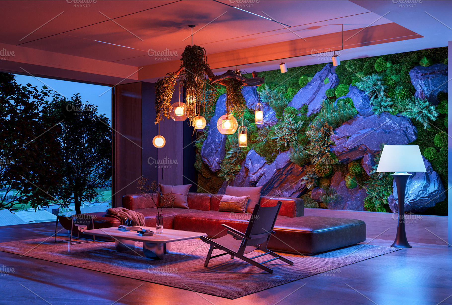 Living Room with colored LED light, an Architecture Photo by Pozitivo