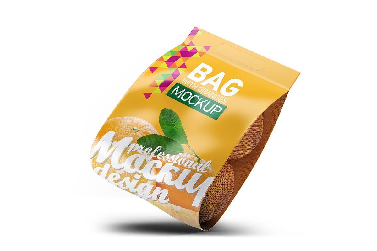 Bag with Oranges Mockup, a Packaging Mockup by Xtrahive (Photo 2 of 2)