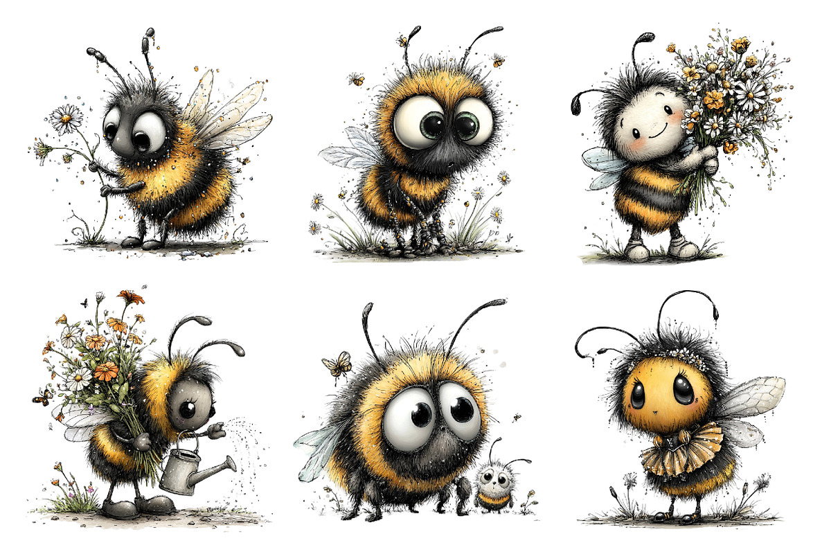 Whimsical Fuzzy Bee PNG Clipart, a Seasonal Illustration by Daily.Designs (Photo 5 of 5)