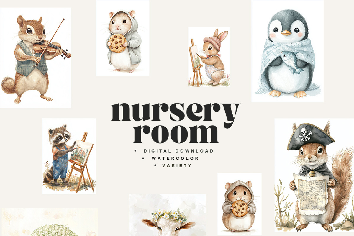120 Animal Nursery Posters, an Animal Illustration by NassyArt (Photo 4 of 10)
