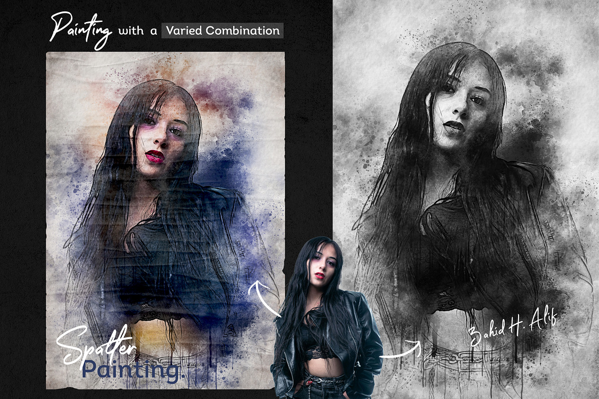 Spatter Painting Photo Effect Mockup, a Brushes & More by zahidhossainalif (Photo 3 of 17)