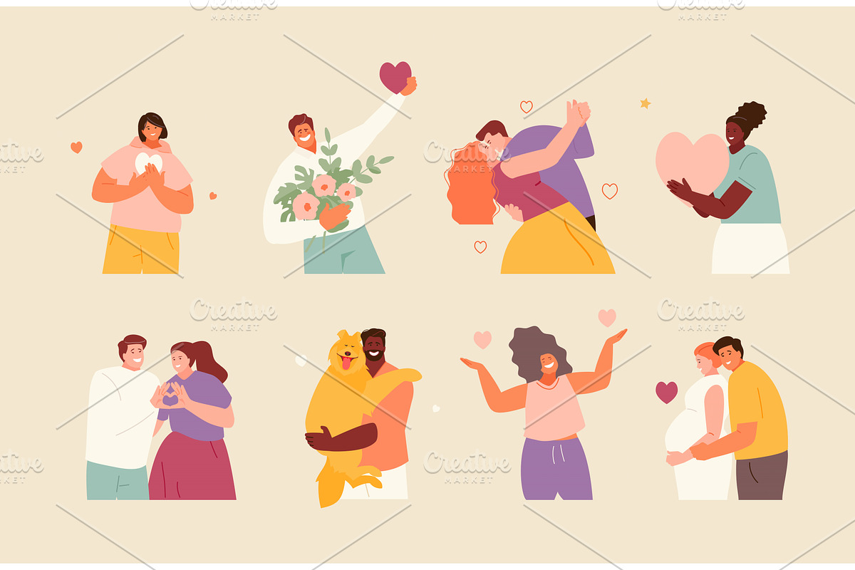 People expressing and giving love, an Illustration by artbesouro