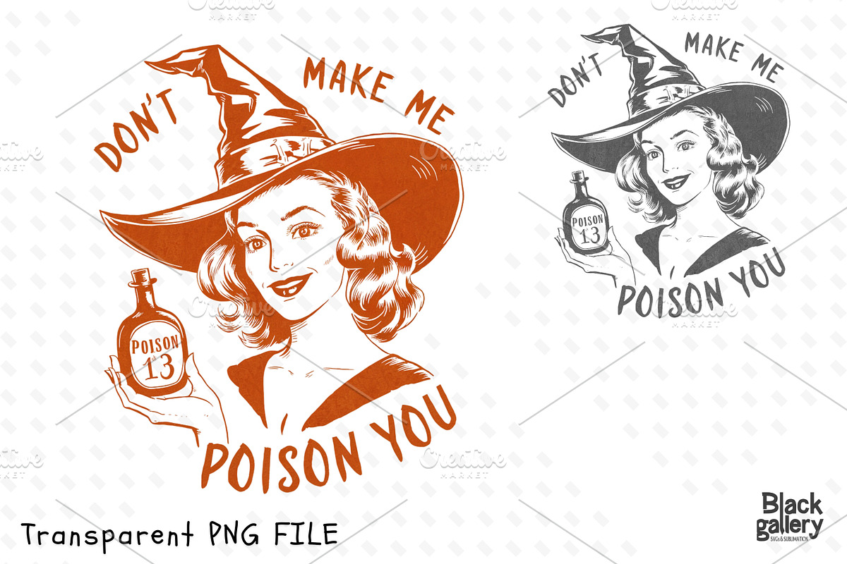 Vintage Halloween Witch PNG Bundle, a Graphic by Clipart Bloom (Photo 3 of 15)