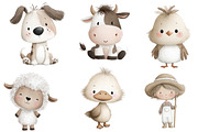 Watercolor Cute Farm Clipart, an Illustration by Designworld (Thumbnail 5 of 6)