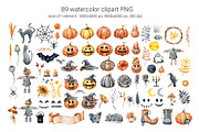 Happy Halloween watercolor clipart, an Illustration by Artmanata (Thumbnail 3 of 22)