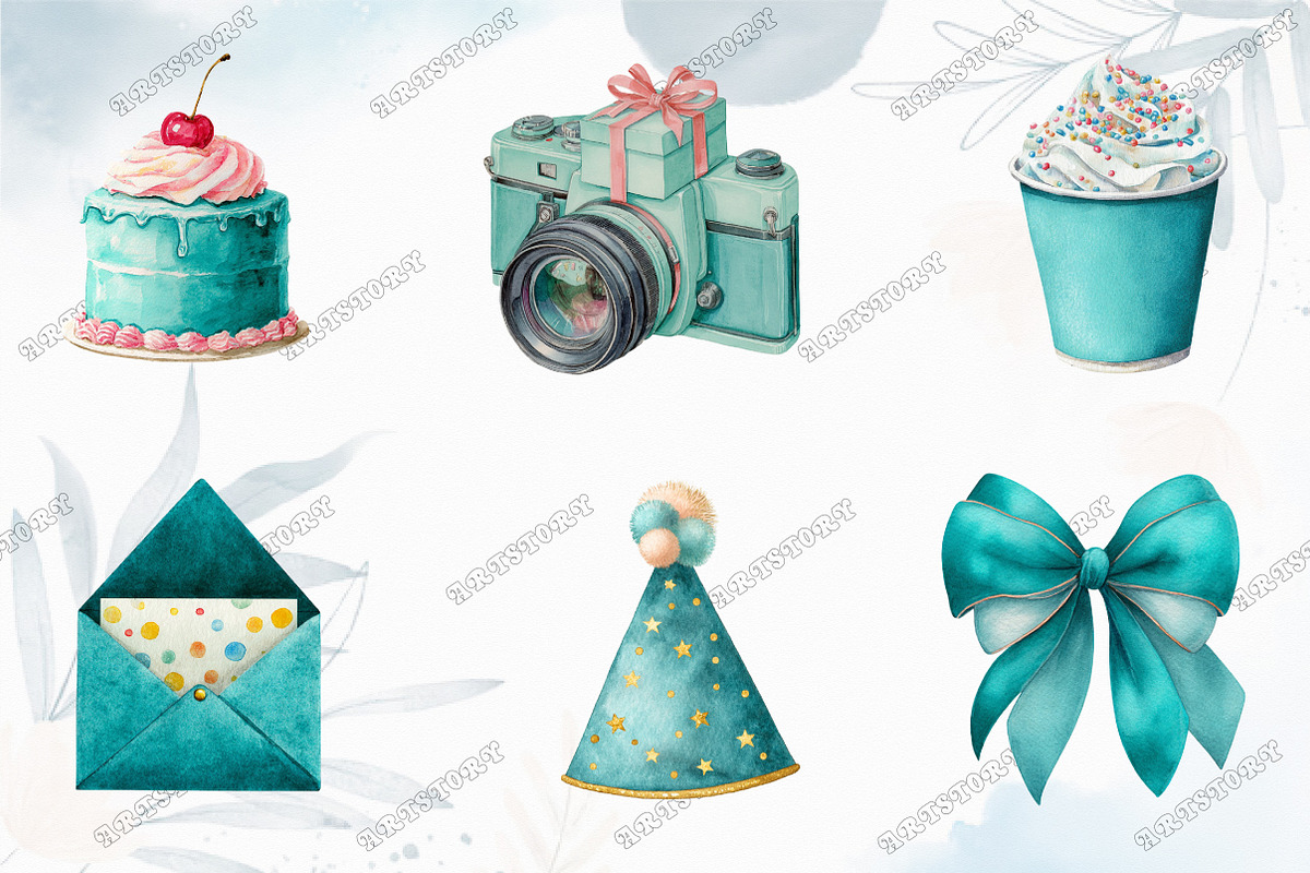 Teal Birthday Sublimation Clipart, a Graphic by designcity5 (Photo 2 of 5)