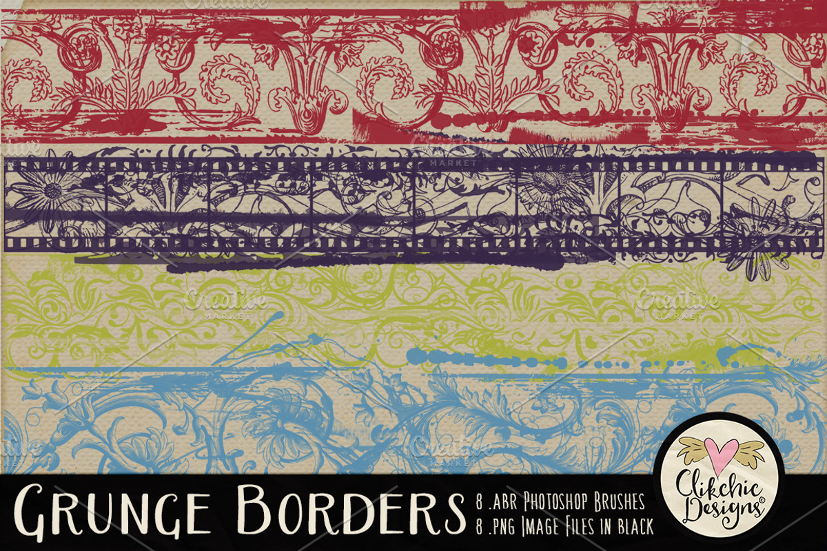 Grunge Border Photoshop Brushes preview 8