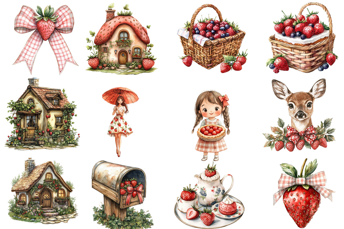 Strawberry Cottage PNG Clipart, an Illustration by Designworld (Photo 3 of 5)