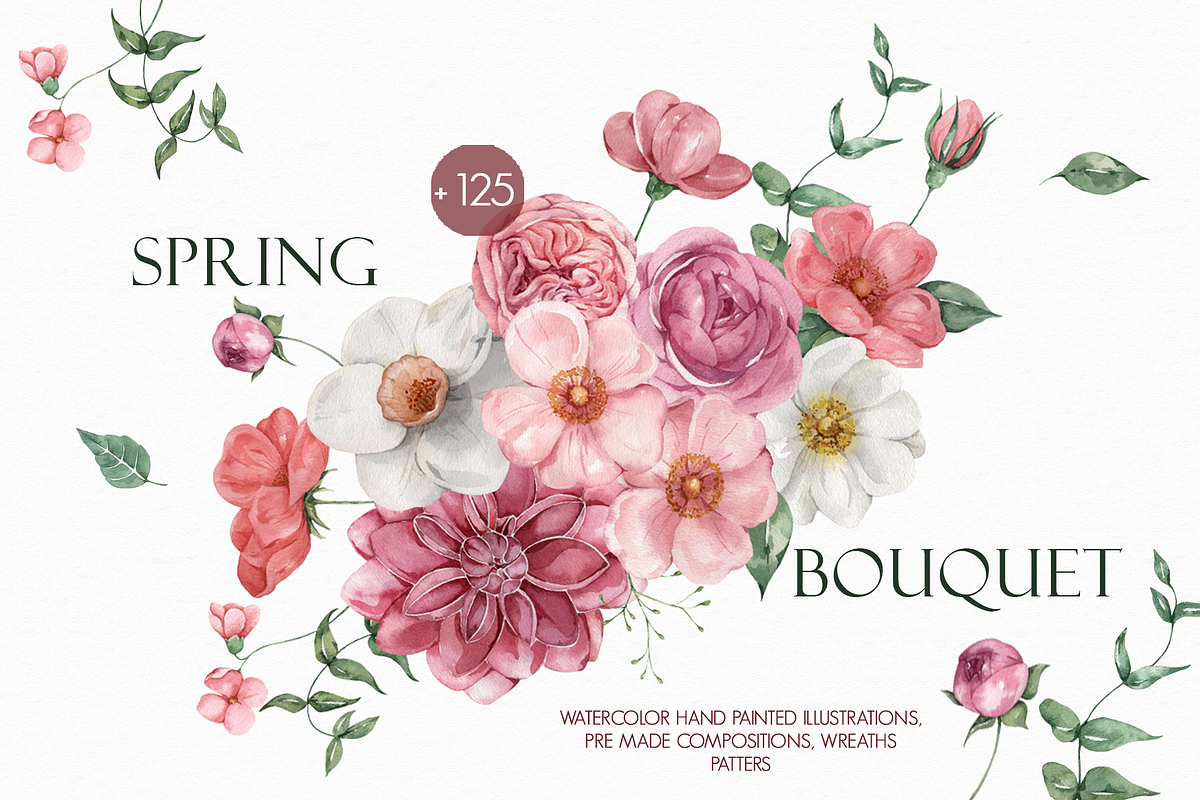 Spring Bouquet Watercolor set, an Illustration by Bruna Illustrates (Photo 1 of 7)