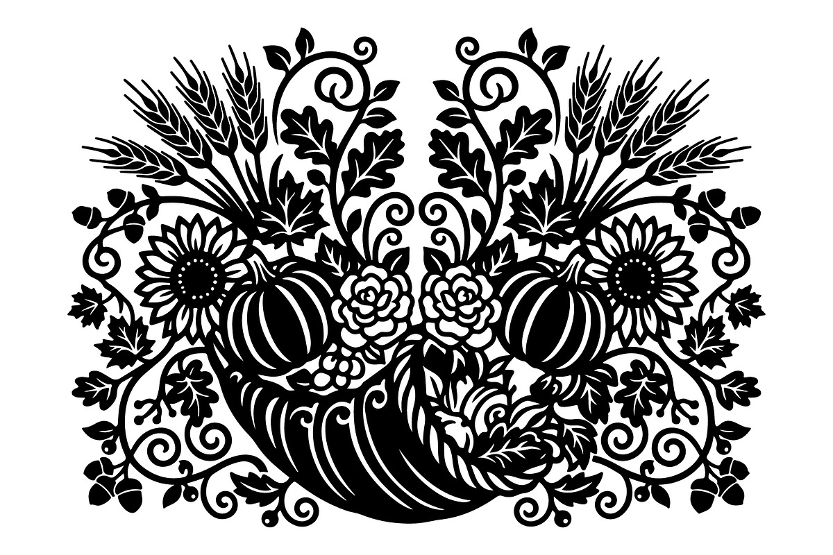 Elegant Floral Pumpkin Cornucopia, an Object Graphic by Gfx_Store (Photo 13 of 16)