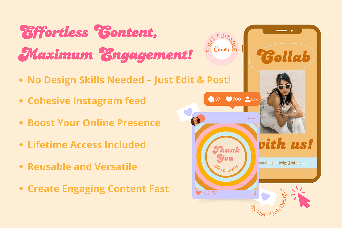 100 Retro Instagram Post Templates, a Social Media Template by Hell Yeah Designs (Photo 2 of 10)