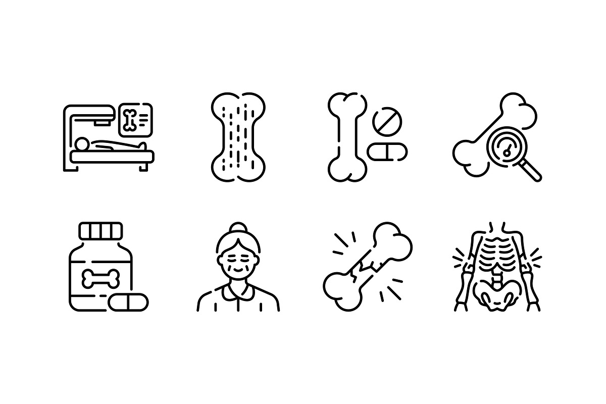 Osteoporosis Icon Set, an Outline Icon by Eklip Studio (Photo 3 of 3)
