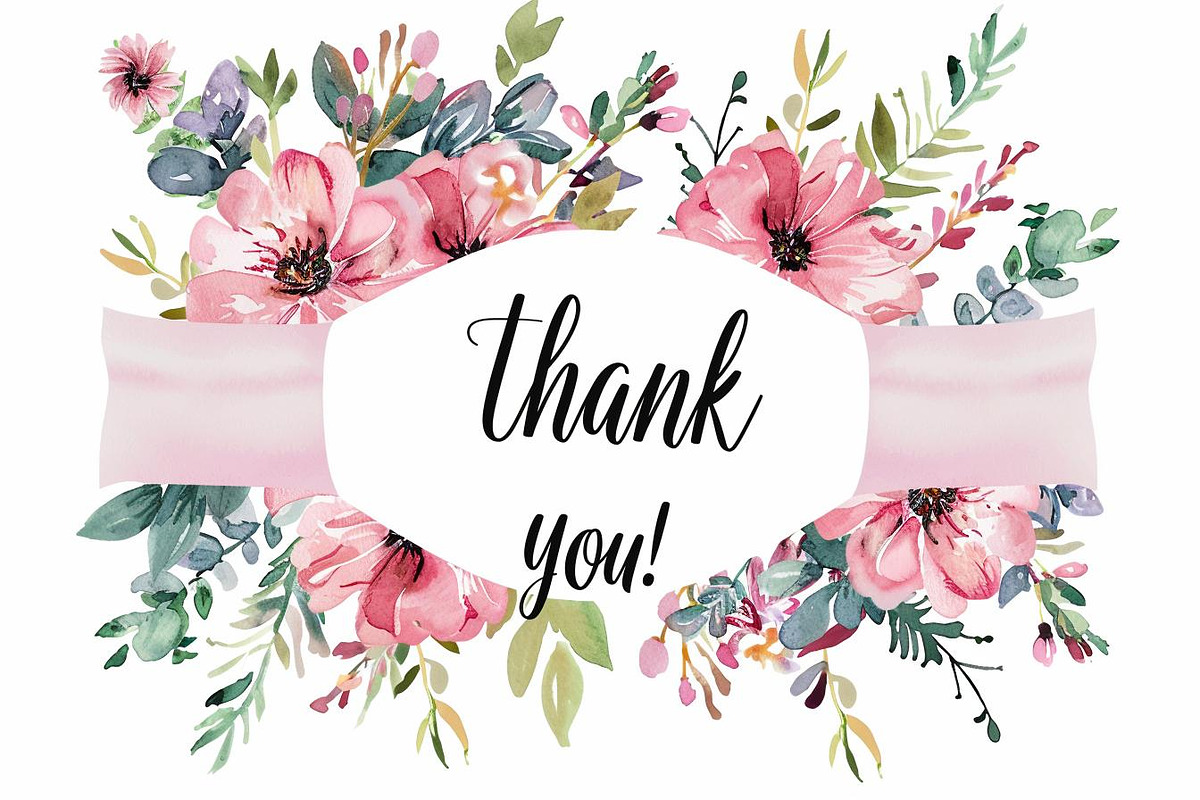 Thank You Card Set - Watercolor, an Illustration by hafijul (Photo 5 of 13)