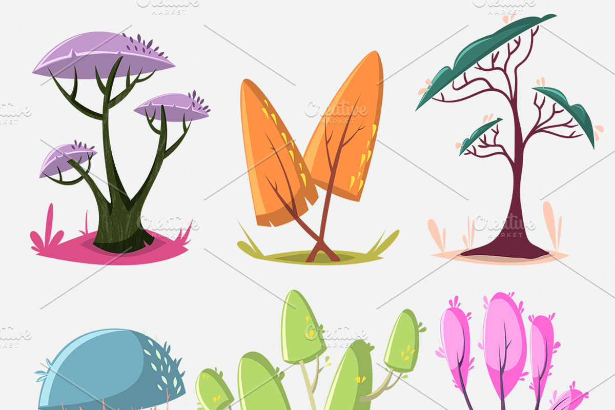 Cartoon magic trees set, a Decorative Illustration by kateja (Photo 3 of 3)