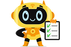 AI Robot Chat Bot Cartoon Character, an Illustration by HitToon