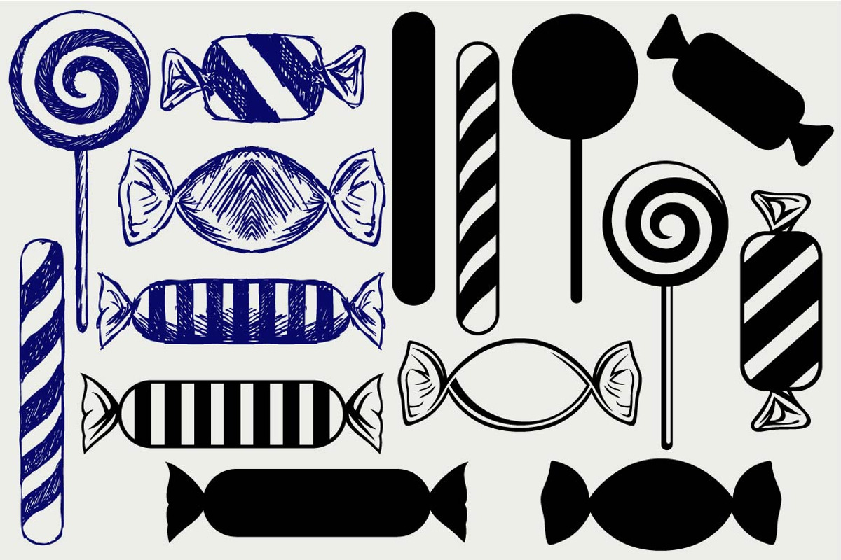 Icons set candies SVG, an Outline Icon by LineworkStock