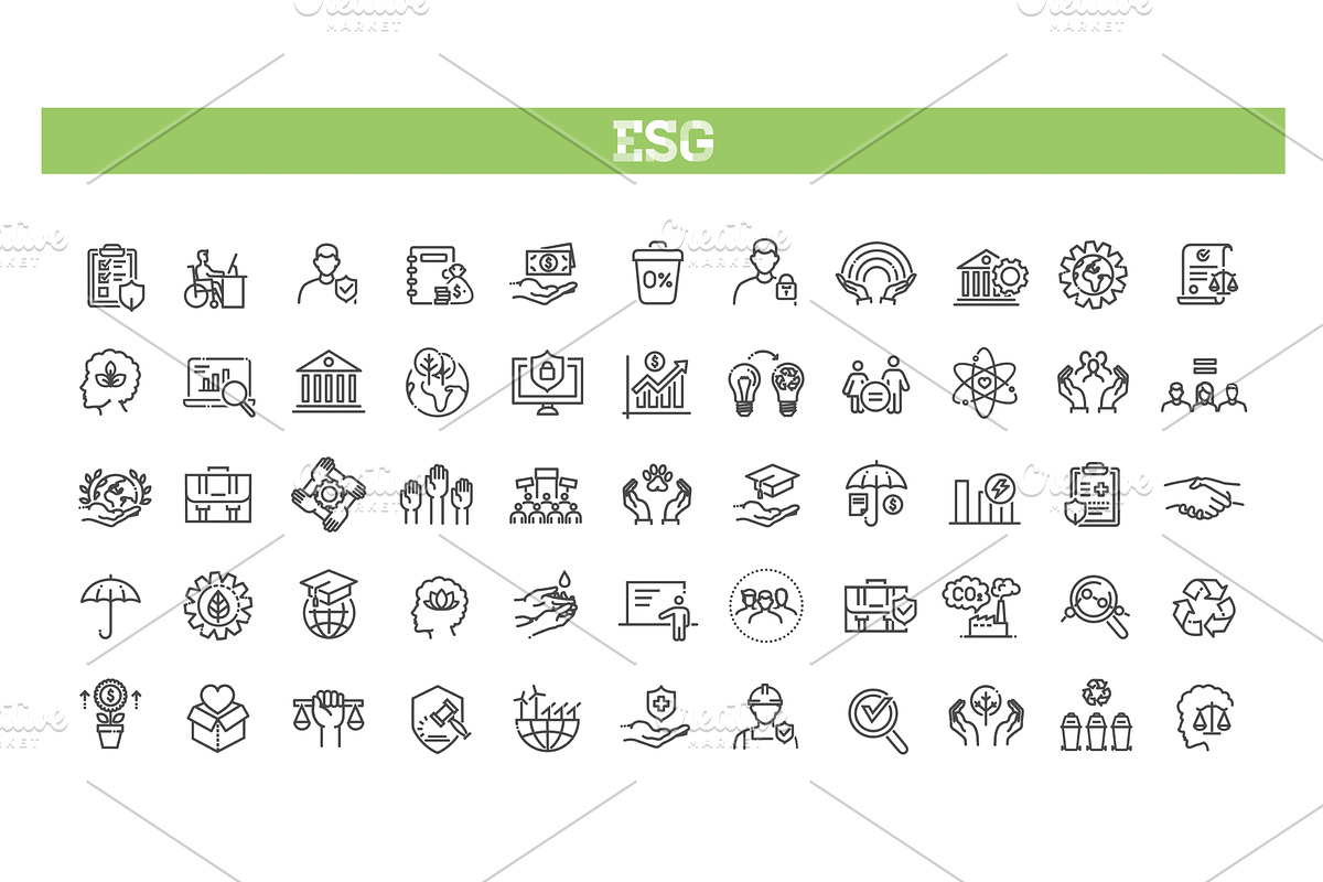 Environmental Social Governance, an Outline Icon by Tettygreen