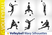 Volleyball players silhouettes set, a Person Illustration by Kluva's Wavy Silhouettes (Thumbnail 1 of 2)