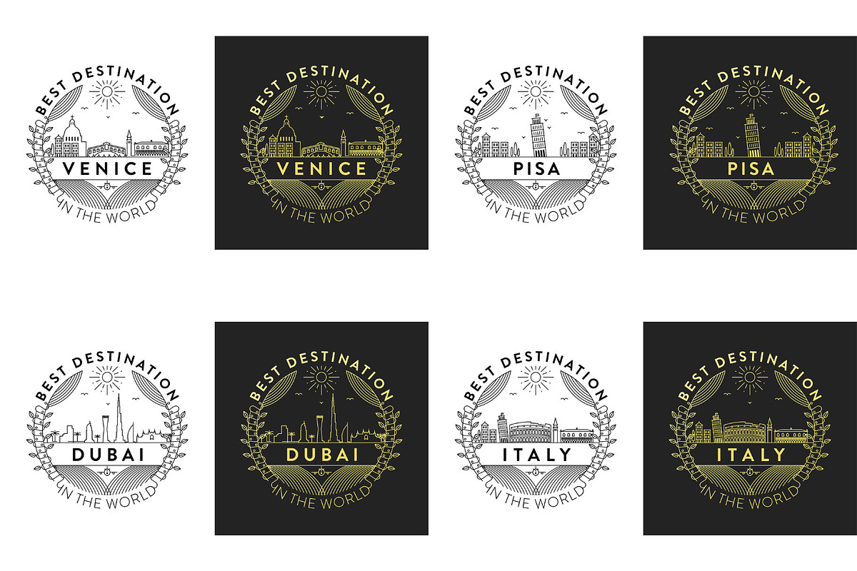 44 Linear City Badges, an Outline Icon by Kursat Unsal (Photo 9 of 25)