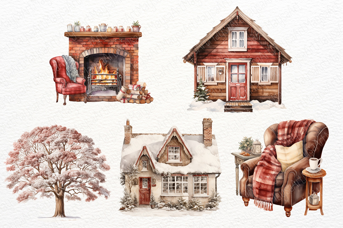 Cozy Winter Watercolor Clipart, a Decorative Illustration by Maysa Art (Photo 3 of 6)