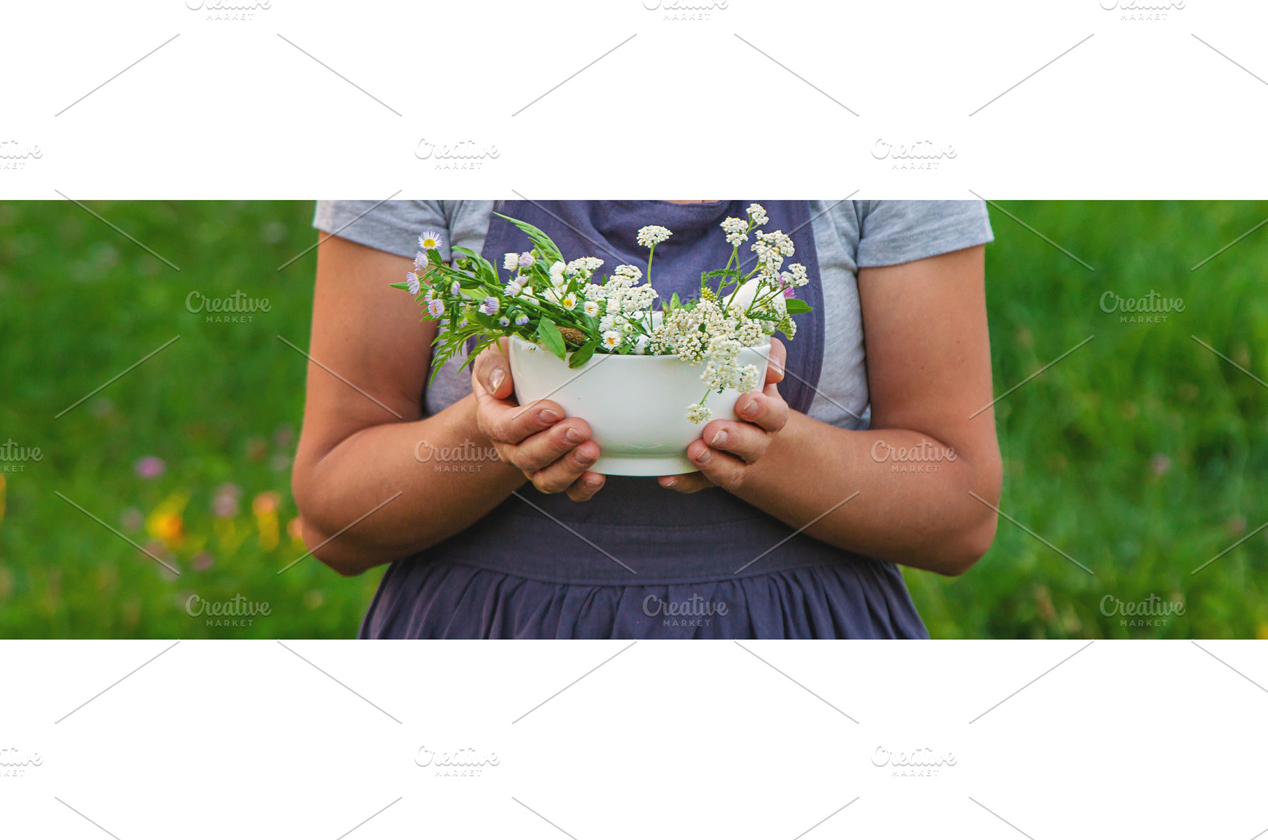 A woman in the garden collects, a Nature Photo by yanadjana
