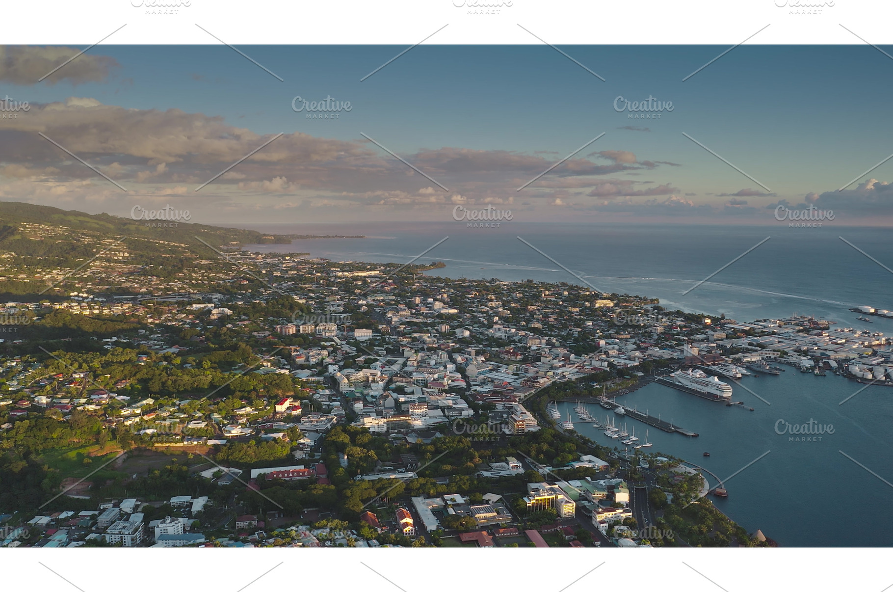 Papeete harbor and cityscape shining, a Nature Photo by Goinyk