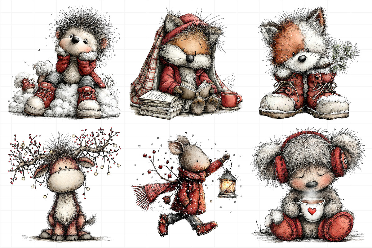 Whimsical Winter Animals Clipart Png, an Illustration by Daily.Designs (Photo 5 of 8)