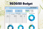50/30/20 Monthly Budget Spreadsheet, a Templates & Theme by Designbudy (Thumbnail 1 of 9)