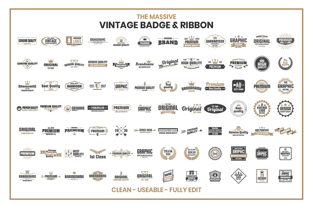 1200 Vintage Badge & Objects, a Branding & Logo Template by Toonsteb (Photo 3 of 20)
