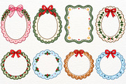Christmas Frames Clipart Retro Bows, a Decorative Illustration by SugarCloudStudioArt (Thumbnail 3 of 5)