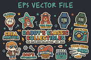 Father's Day Retro Sticker Bundle, an Object Graphic by NH graphic (Thumbnail 1 of 3)