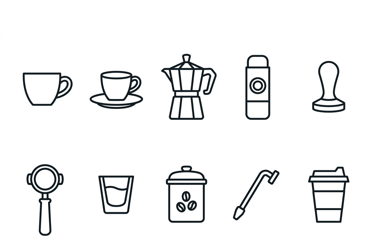 Bundles Set Coffee Roastery Icons, an Outline Icon by adenpinkstore (Photo 12 of 12)