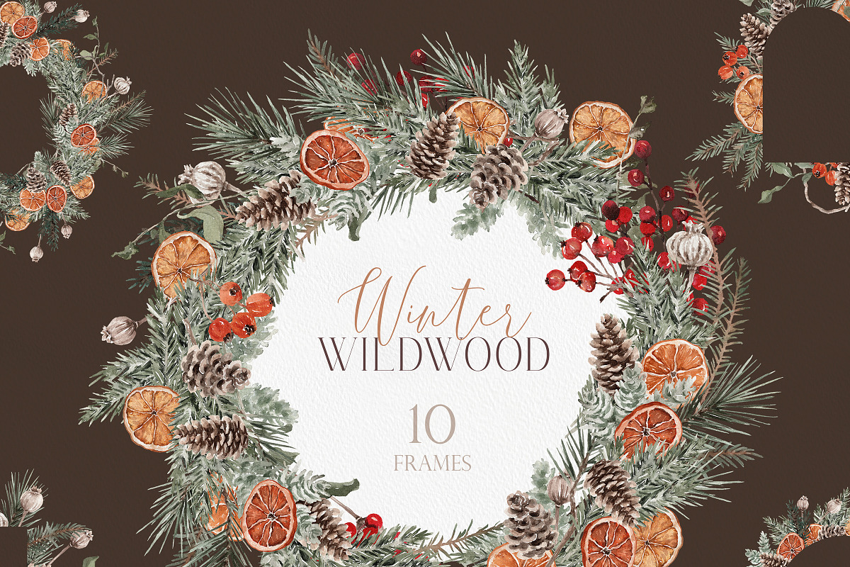 Watercolor Clipart - Winter Wildwood, a Decorative Illustration by Beigetime (Photo 14 of 16)