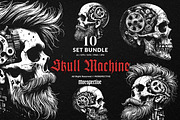 10 Bundle Dark Art Skull Machine, an Illustration by Morspective (Thumbnail 1 of 7)